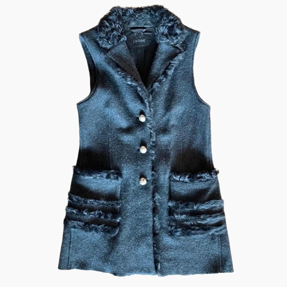 Meindl Heritage German Wool Rabbit Fur Trim Vest EU 38 US Small Gray